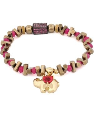Ebru Jewelry Guardian Love Ruby Heart & Elephant Bracelet - Red