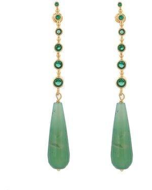 Ebru Jewelry Mystic Energy Jade Teardrop Earrings - Green