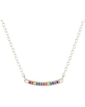 Kris Nations Bar Crystal Charm Necklace - Metallic