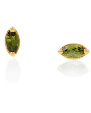 Lee Renee Green Tourmaline Leaf Stud Earrings Gold - Multicolour