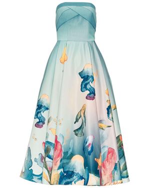 Justin Tong Aquarelle Midi Dress - Blue