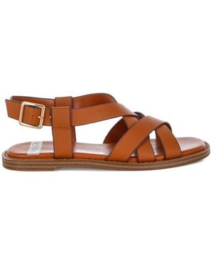Rag & Co Kapaka Real Leather Flat Gladiator Sandals - Brown
