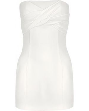 Avenue 8 Draped Strapless Linen Mini Dress - White