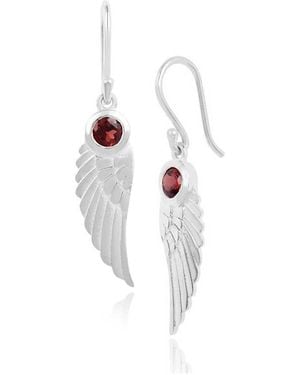 Moon London Angel Wing Garnet Sterling Earrings - Metallic