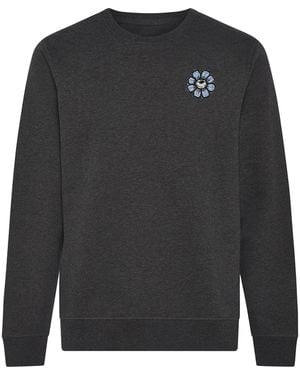 INGMARSON Eyed Flower Upcycled Appliqué Sweatshirt - Gray