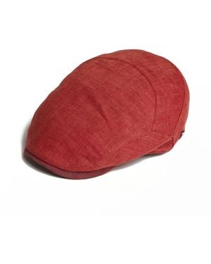 Dasmarca Hats Dasmarca Logan Rosewood Linen Fitted Summer Cap - Red