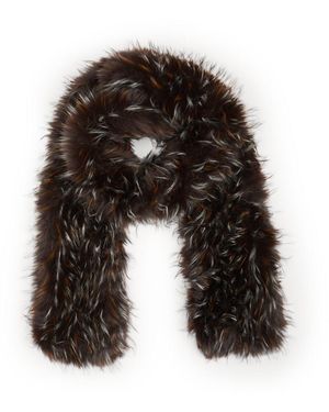 Saachi Faux Fur Statement Scarf - Brown
