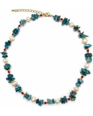 Angel Barocco Apatite & Freshwater Pearl Gemstone Necklace - Blue