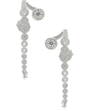 Artisan Diamond Ear Climber Earrings - Metallic