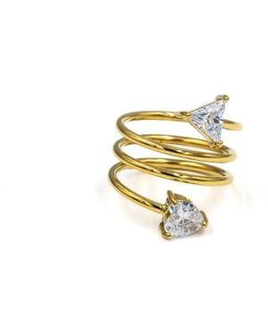 Superdivajewellery Spiral Diamanté Ring - Metallic