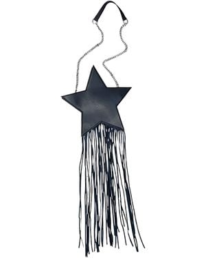Any Old Iron Star Leather Fringe Bag - White