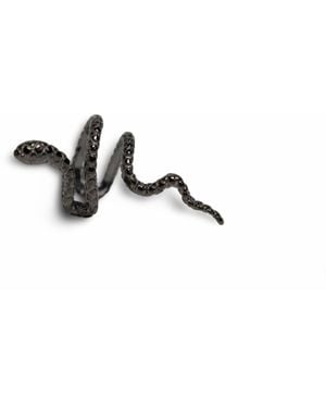Jagged Halo Jewelry Serpent Ear Cuff Rhodium - Black