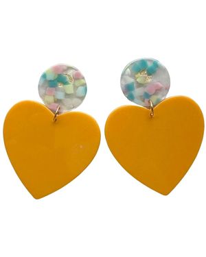 CLOSET REHAB Xl Heart Earrings - Yellow