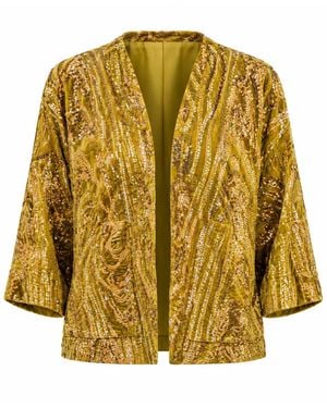 Traffic People Not Too Shy Velvet Sequin Relaxed Jacket - Yellow