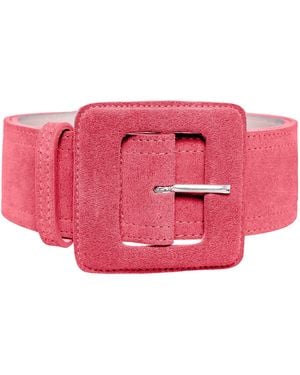 BeltBe Suede Square Buckle Belt - Pink