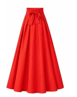 Nikka Place Cotton A-Line Skirt With High Waist - Red