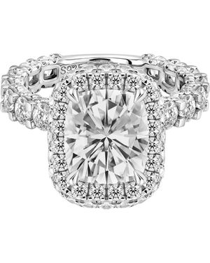Arte Madrid Simple Elongated Cushion-Cut High-Set Pavé Ring - White