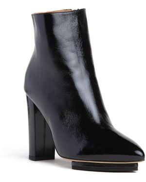 Beautiisoles by Robyn Shreiber Made in Italy Tessa Patent Leather Platform Ankle Bootie For Work Valentine Evening - Black