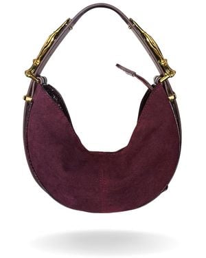 Indigolush Hobo Adjustable Hand Shaped Suede Bag Mini Cherry - Purple