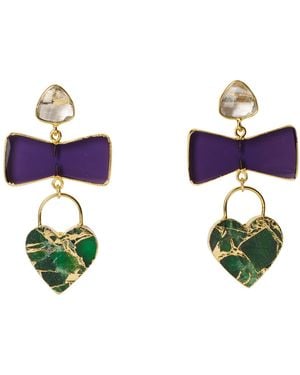 YAA YAA LONDON Molten Heart Earrings - Green