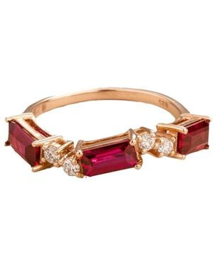 Juvetti Rose Forma Ring With Ruby And Diamond Set - Red