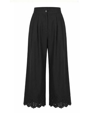 Nooki Design Sirena Embroidered Cutwork Trouser - Black