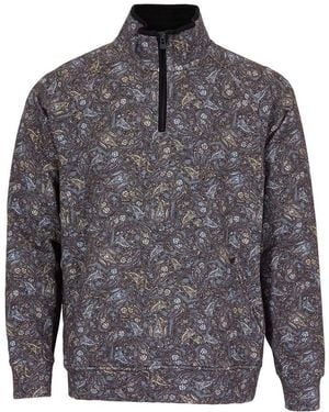 lords of harlech Craig Madrid Paisley Quarter-Zip Jumper - Grey