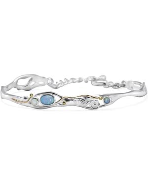 Isla Silver Handmade Dainty Fire Opal Flower Bracelet - White
