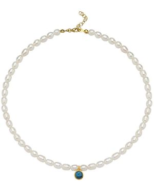 LINYA JEWELLERY Cosmic Big Pearl Zodiac Necklace Birthtone - Metallic