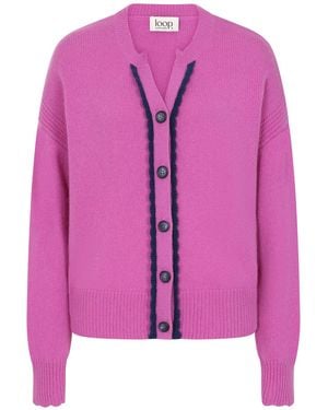 Loop Cashmere Shell Edge Cardigan - Pink