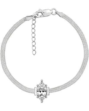 Diamonbliss Sterling Marquise Cut Herringbone Bracelet - Metallic