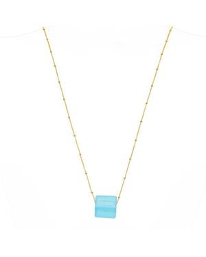 Smart Glass Jewelry Recycled Gin Bottle Cube Necklace Fill Aqua - Metallic