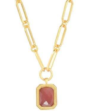 Lila Rasa Paperclip Chain Rectangular Amber Crystal - Metallic