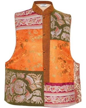 DU & BERRY Embroidery Mulberry Silk Vest - Orange
