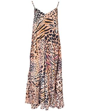 Any Old Iron Neutrals Neutral Animal Ruffle Dress - White