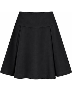 Conquista High-Waist A-Line Skirt With Structured Pleats - Black