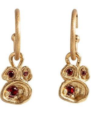Claire Hill Designs Garnet Lichen Hoop Earrings - Metallic