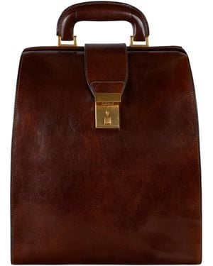 Time Resistance Leather Backpack - Brown