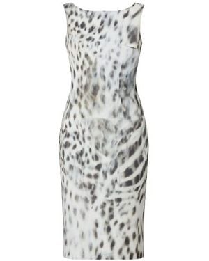 Conquista Animal Print Zip Detail Dress - White