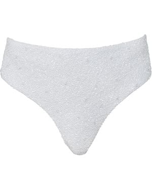 Self-Adore Eternal Hand-Beaded Embellished High-Waisted Bikini Bottom - White