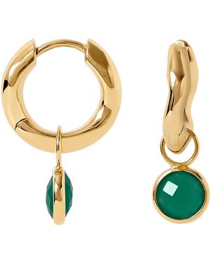 Neola Design Hoop Onyx Gemstone - Metallic
