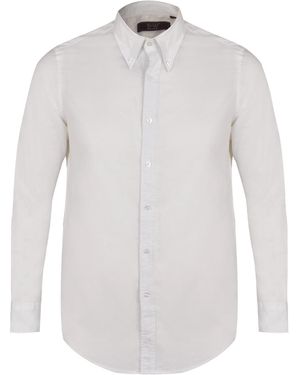 DAVID WEJ Hugo Linen Pin Down Shirt - White