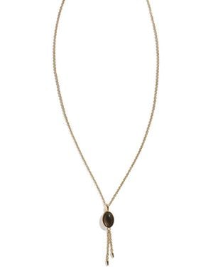 Stone Fruit Bolo Pendant Necklace - Metallic
