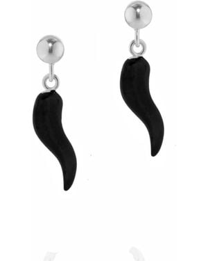 Unaloe Earrings With Horn Pendant - Black