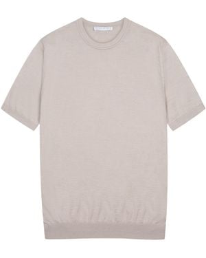 Paul James Knitwear Neutrals Superfine Merino Silk Bellini Short Sleeve Jumper - Grey