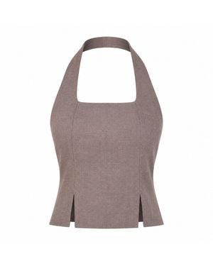 Lumina Eligma The Halterline Linen Blouse - Brown
