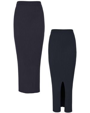 SALANIDA Madonna Ribbed-Knit Midi Skirt *Reversible - Blue