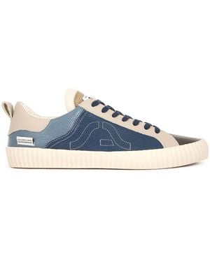 Springa | Unique Vulcanized Sneakers Italian Handmade Wavy Leather Trainers - Blue