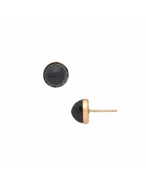 Heather Hawkins Jewelry Babe Dome Faceted Gemstone Earrings - Black