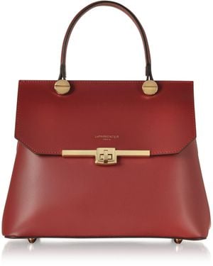 Le Parmentier Atlanta Top Handle Satchel Bag W/Shoulder Strap - Red